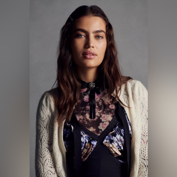 Anthropologie Two Piece Set: Floral Maxi Dress & Mesh Long Sleeve Top - Picture 6 of 15